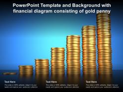 Powerpoint template and background with financial diagram consisting of gold penny