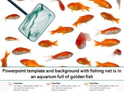 Powerpoint template and background with fishing net is in an aquarium full of golden fish