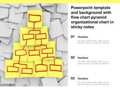 Powerpoint template and background with flow chart pyramid organizational chart in sticky notes