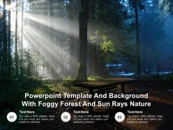 Powerpoint template and background with foggy forest and sun rays nature