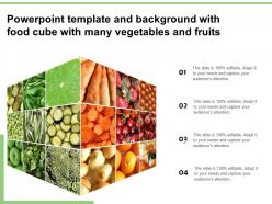 Powerpoint template and background with food cube with many vegetables and fruits