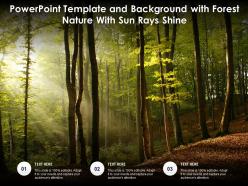 Powerpoint template and background with forest nature with sun rays shine