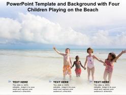 Powerpoint template and background with four children playing on the beach