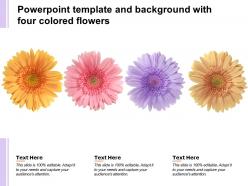 Powerpoint template and background with four colored flowers