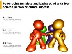 Powerpoint Template And Background With Four Colored Person Celebrate Success