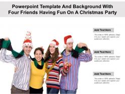 Powerpoint template and background with four friends having fun on a christmas party