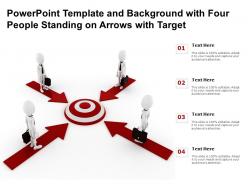 Powerpoint template and background with four people standing on arrows with target