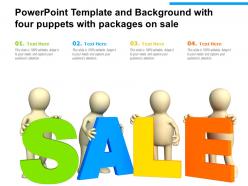 Powerpoint template and background with four puppets with packages on sale