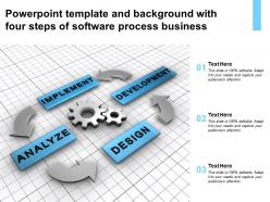 Powerpoint template and background with four steps of software process business