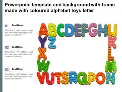 Powerpoint template and background with frame made with coloured alphabet toys letter