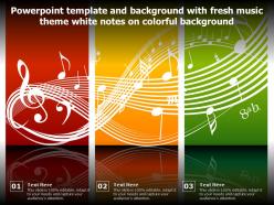 Powerpoint template and background with fresh music theme white notes on colorful background