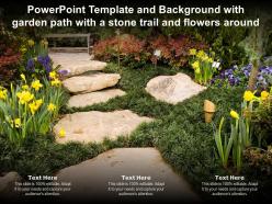 Powerpoint template and background with garden path with a stone trail and flowers around