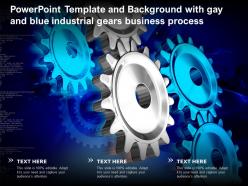 Powerpoint template and background with gay and blue industrial gears business process