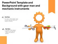 Powerpoint Template And Background With Gear Man And Mechanic Instruments