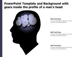 Powerpoint template and background with gears inside the profile of a mans head