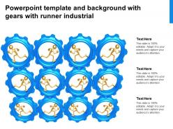 Powerpoint template and background with gears with runner industrial
