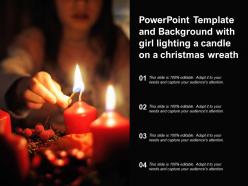 Powerpoint template and background with girl lighting a candle on a christmas wreath