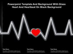 Powerpoint template and background with glass heart and heartbeat on black background