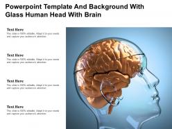 Powerpoint template and background with glass human head with brain