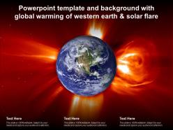 Powerpoint template and background with global warming of western earth and solar flare