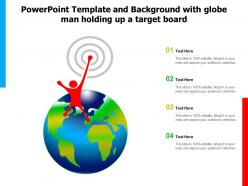 Powerpoint template and background with globe man holding up a target board