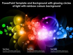 Powerpoint template and background with glowing circles of light with rainbow colours