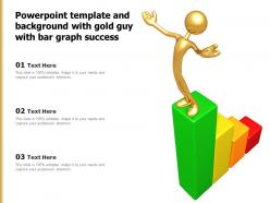 Powerpoint template and background with gold guy with bar graph success