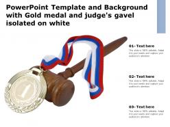 Powerpoint template and background with gold medal and judges gavel isolated on white