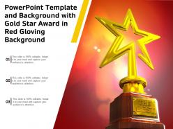 Powerpoint template and background with gold star award in red gloving background