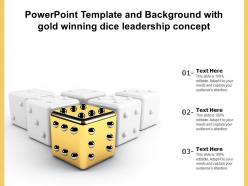 Powerpoint template and background with gold winning dice leadership concept