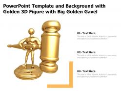 Powerpoint template and background with golden 3d figure with big golden gavel