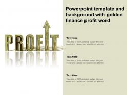 Powerpoint template and background with golden finance profit word