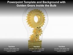 Powerpoint Template And Background With Golden Gears Inside The Bulb