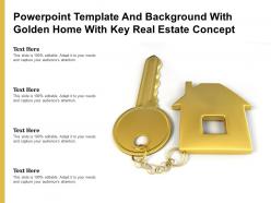 Powerpoint template and background with golden home with key real estate concept