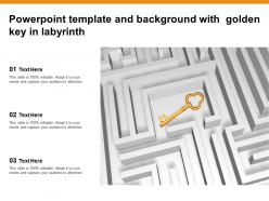 Powerpoint template and background with golden key in labyrinth