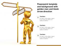 Powerpoint template and background with golden man and blank arrow direction