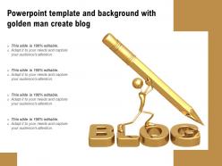 Powerpoint template and background with golden man create blog