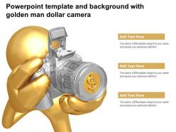 Powerpoint template and background with golden man dollar camera