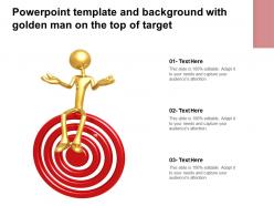 Powerpoint template and background with golden man on the top of target