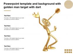 Powerpoint template and background with golden man target with dart