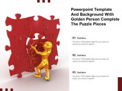 Powerpoint template and background with golden person complete the puzzle pieces