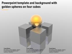 Powerpoint template and background with golden spheres on four cubes