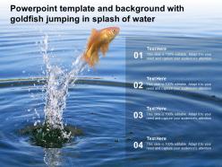 Powerpoint template and background with goldfish jumping in splash of water