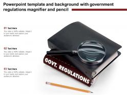 Powerpoint template and background with government regulations magnifier and pencil