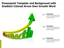 Powerpoint template and background with gradient colored arrow over growth word
