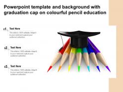 Powerpoint template and background with graduation cap on colourful pencil education