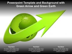 Powerpoint template and background with green arrow and green earth