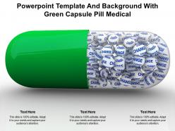 Powerpoint template and background with green capsule pill medical