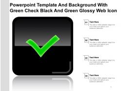 Powerpoint template and background with green check black and green glossy web icon