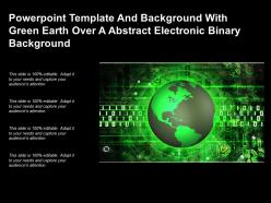 Powerpoint template and background with green earth over a abstract electronic binary background